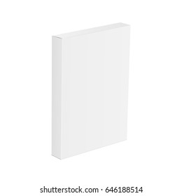 White thin paper box mockup - half side view. Vector illustration