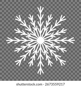 Floco de neve branco fino, isolado, único. Ilustração vetorial. Elemento decorativo, símbolo de inverno, ícone, clipart.