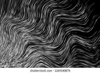 white thin waves on a black background. Modern Vector Background