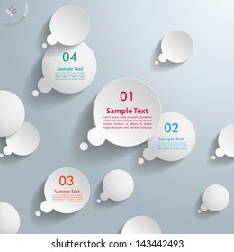 White thought bubbles with numbers on the grey background. Eps 10 vector file.