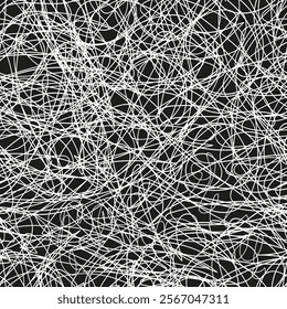 White threads, confuse and endless. Abstract pattern for background, banner or print.