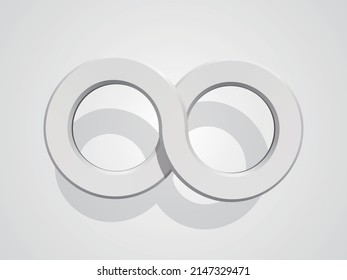 White three-dimensional infinity mark with two rings Vector illustration