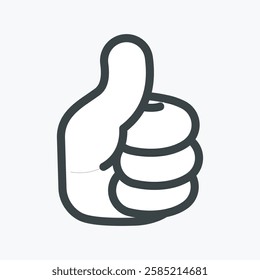 white thumb up gesture with outline flat vector design.