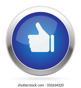 White Thumb Up icon on blue web app button