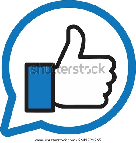 a white thumbs-up icon with a blue cuff. This symbol denotes approval, liking something, or positive feedback