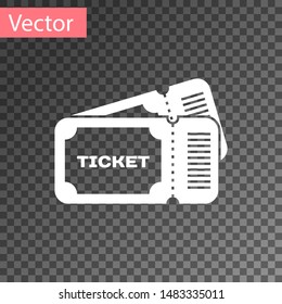 White Ticket icon isolated on transparent background.  Vector Illustration