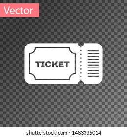 White Ticket icon isolated on transparent background.  Vector Illustration