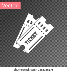 White Ticket icon isolated on transparent background.  Vector Illustration