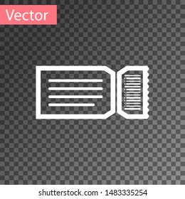 White Ticket icon isolated on transparent background.  Vector Illustration