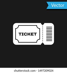 White Ticket icon isolated on black background.  Vector Illustration