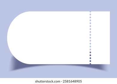 White ticket mockup with frilly edges and shadows. Realistic ticket blank template. Vector EPS 10