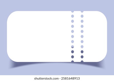 White ticket mockup with frilly edges and shadows. Realistic ticket blank template. Vector EPS 10