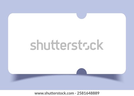 White ticket mockup with frilly edges and shadows. Realistic ticket blank template. Vector EPS 10