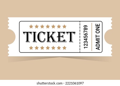 White ticket for one person on a colored background.  Vector stock illustration.