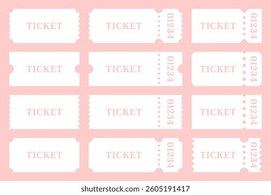White tickets template. Empty ticket template. Discount voucher mockups. Flat Style 