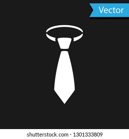 White Tie icon isolated on black background. Necktie and neckcloth symbol. Vector Illustration