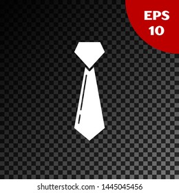 White Tie icon isolated on transparent dark background. Necktie and neckcloth symbol.  Vector Illustration