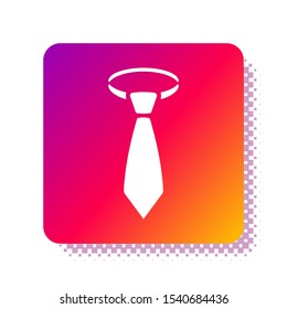 White Tie icon isolated on white background. Necktie and neckcloth symbol. Square color button. Vector Illustration
