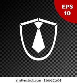White Tie icon isolated on transparent dark background. Necktie and neckcloth symbol.  Vector Illustration