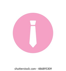 White tie icon vector. Pink circle. Pink button
