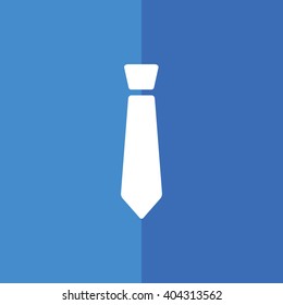 White tie vector icon. Blue background