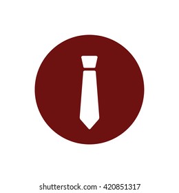 White tie vector icon. Red circle. Red button