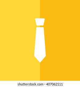 White tie vector icon. Yellow background
