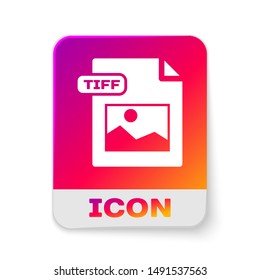 White TIFF file document. Download tiff button icon isolated on white background. TIFF file symbol. Rectangle color button. Vector Illustration