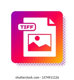 White TIFF file document. Download tiff button icon isolated on white background. TIFF file symbol. Square color button. Vector Illustration