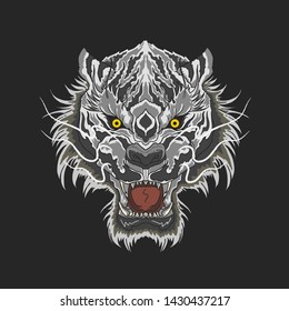 white tiger beast head mascot illustration vector