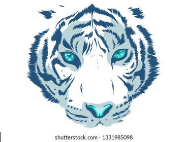 white Tiger Eyes Mascot Graphic in white background