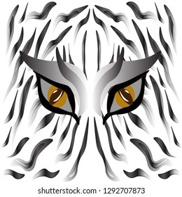 White tiger eyes with skin ornament.