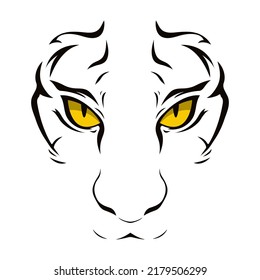 White tiger face design background. Flat design vector illustration.