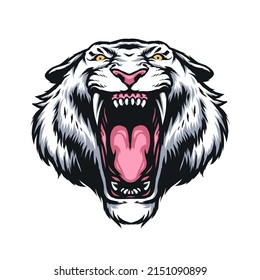white tiger head drawing illustration