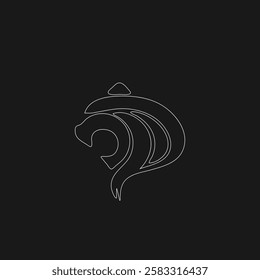 White tiger head logo icon line outline monoline vector image