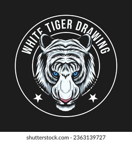 Ilustración del logotipo de la cabeza del tigre blanco
