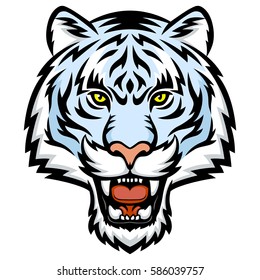 A White tiger head logo. This is vector illustration ideal for a mascot, tattoo or T-shirt graphic.