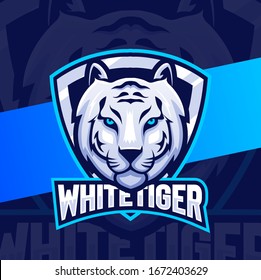 white tiger head mascot esport logo design