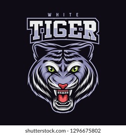 white Tiger head mascot logo