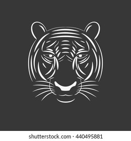 White tiger head on black background. EPS10