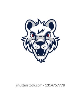 white tiger head roaring