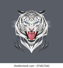 White tiger head, Vector illustration