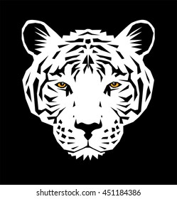 White tiger head, vector illustration