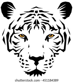 White tiger head, vector illustration