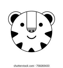 white tiger icon, simple isolated drawing, illustration character