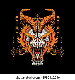 White Tiger Illustration can use for mascot logo, gaming logo and t-shirt design