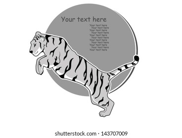 White Tiger Jumping  Symbol - Vector Illustration