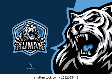 white tiger mascot game logo for esport team illustration 