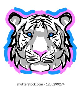 
white tiger on a pink background