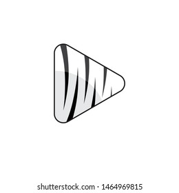 white tiger play button logo icon symbol design